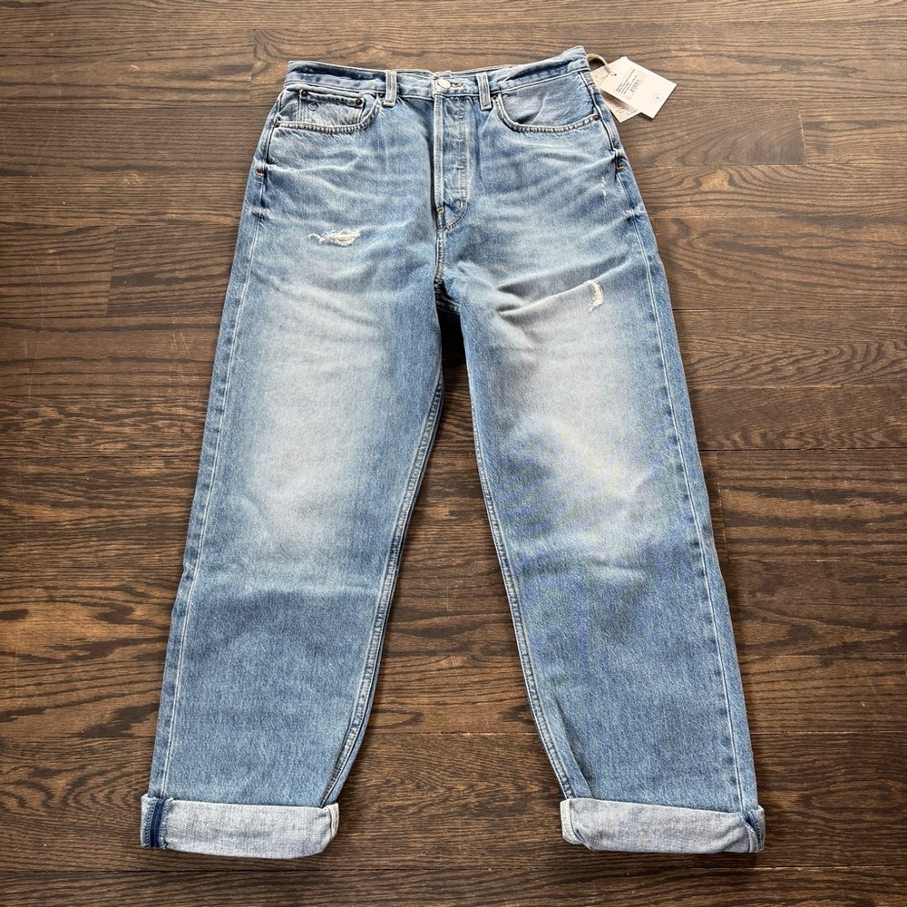 ETICA Bryce Pinch Waist Boyfriend High Rise Jeans - Faded Blue - Picture 4 of 15